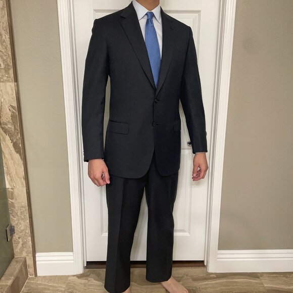 BRIONI PARLAMENTO/SIGMA Charcoal Two-Piece 100% Wool Two-Button Twill Suit - Picture 2 of 10